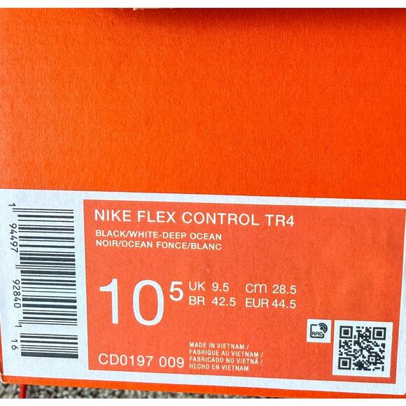 Nike Flex Control TR4 Black/White/Deep Ocean Men\'s 10.5 / UK 9.5 NIB